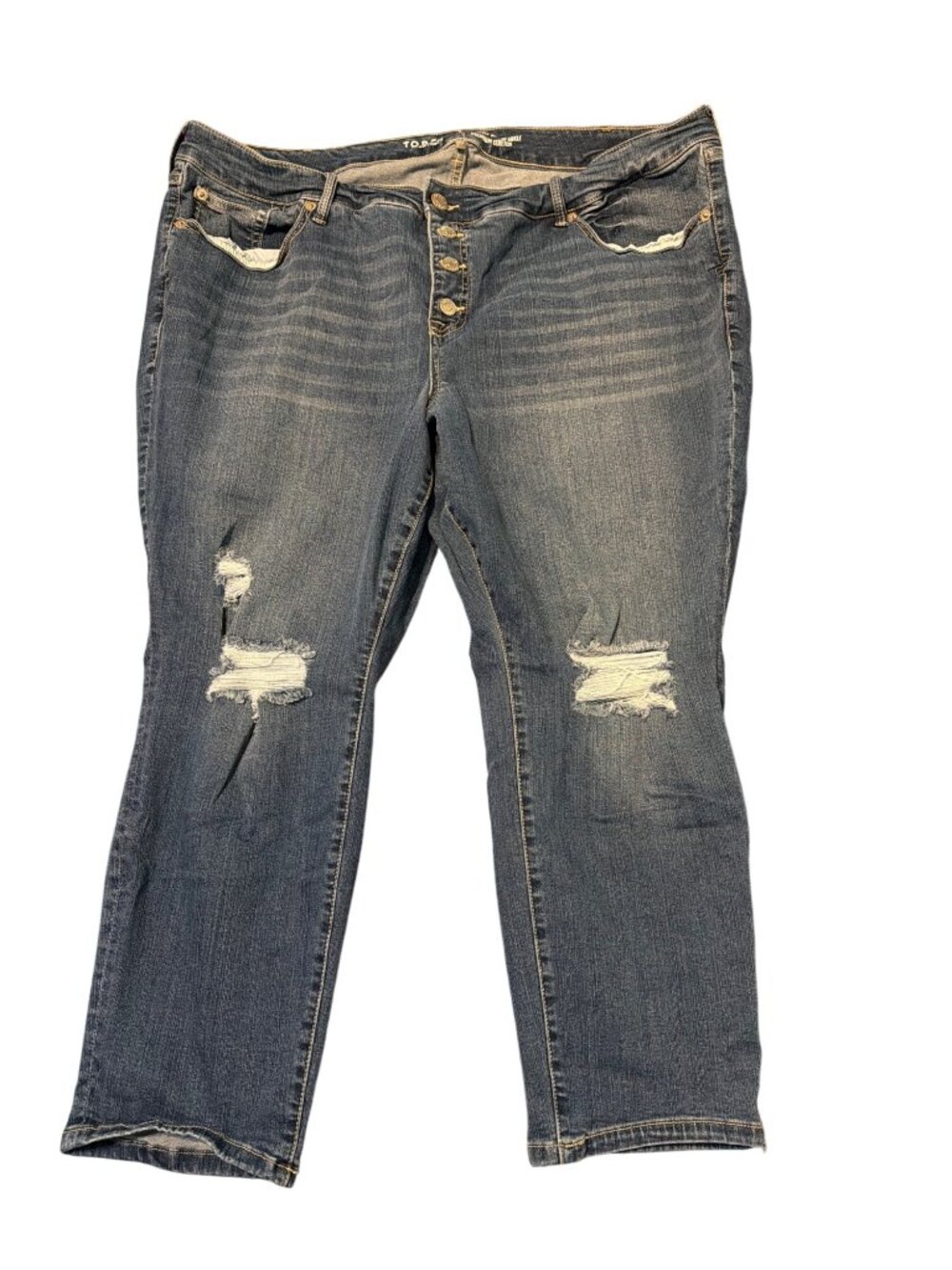 Torrid Perfect Skinny Ankle Blue Jeans Premium Denim Button Fly Size 24 Tall